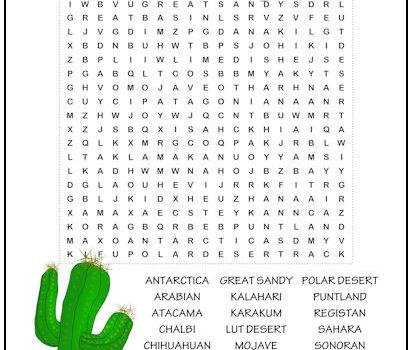 World Deserts Word Search Puzzle