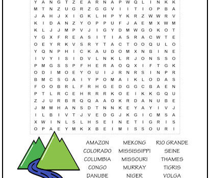 Rivers of the World Word Search Puzzle