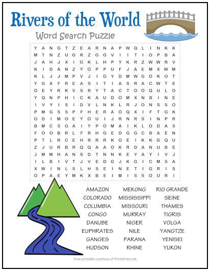 Rivers of the World Word Search Puzzle