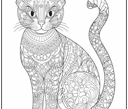 Zentangle Cat Coloring Page