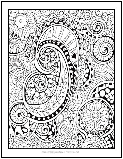 Zentangle Spirals Coloring Page