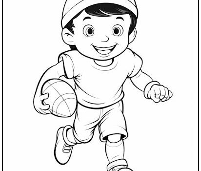 Young Football Player Coloring Page