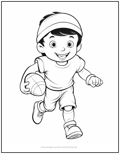 Young Football Player Coloring Page