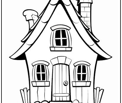Whimsical Cottage Coloring Page