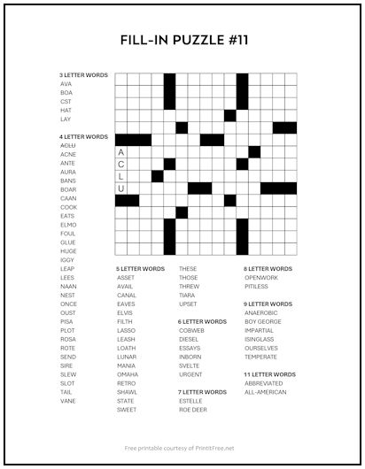Fill-In Puzzle #11
