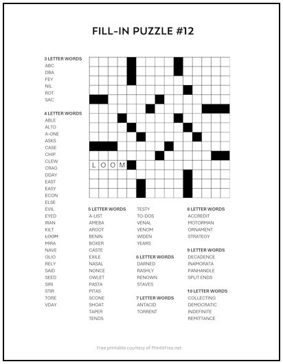 Fill-In Puzzle #12