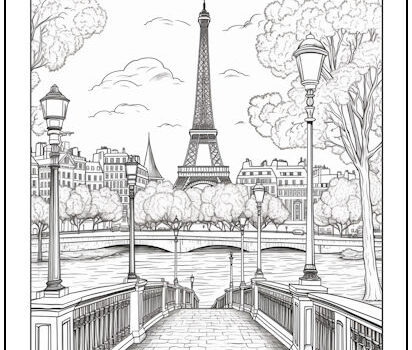 Paris Scene Coloring Page