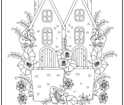 Twin Houses Coloring Page