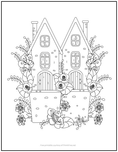 Twin Houses Coloring Page
