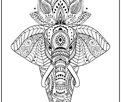 Zentangle Elephant Coloring Page
