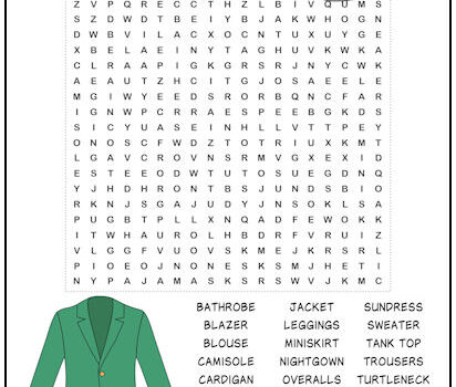 Clothing Word Search Puzzle