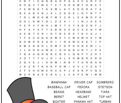 Headwear Word Search Puzzle
