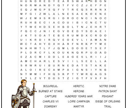 Joan of Arc Word Search Puzzle