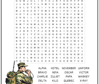 Military Alphabet Word Search Puzzle
