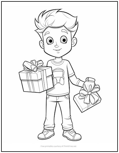 Boys with Gifts Coloring Page