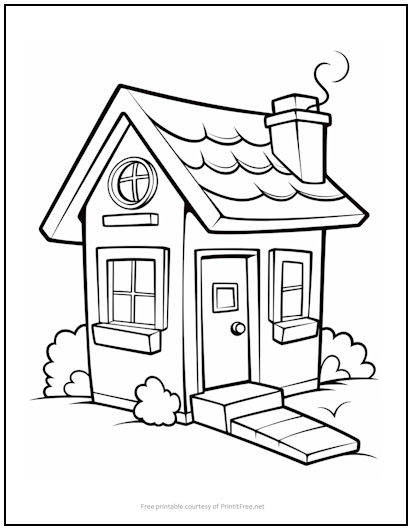 Simple Cottage Coloring Page