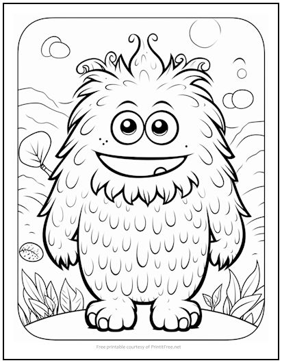 Happy Monster Coloring Page