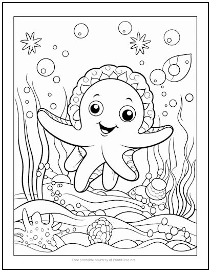 Happy Starfish Coloring Page