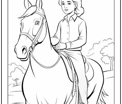 Horse and Rider Coloring Page Horse and Rider Coloring Page