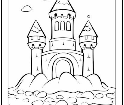 Fancy Sandcastle Coloring Page Fancy Sandcastle Coloring Page