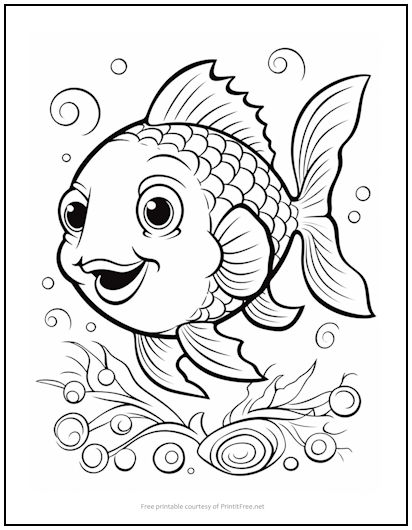 Smiling Fish Coloring Page