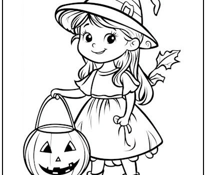 Halloween Girl Coloring Page Halloween Girl Coloring Page