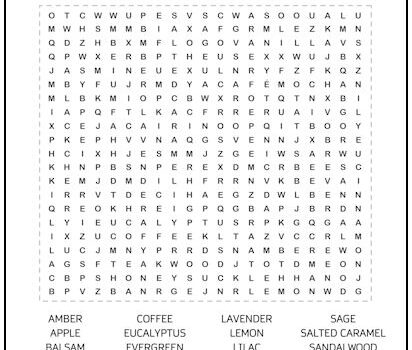 Candle Scents Word Search Puzzle