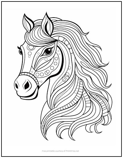 Flowing Mane Horse Coloring Page