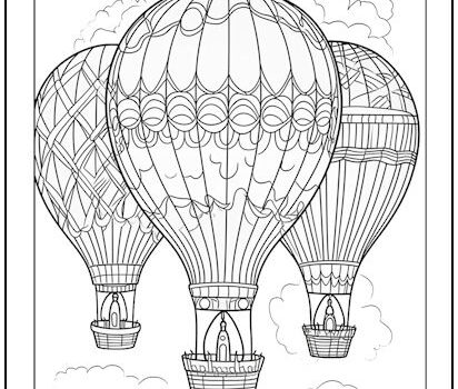 Hot Air Balloons Coloring Page