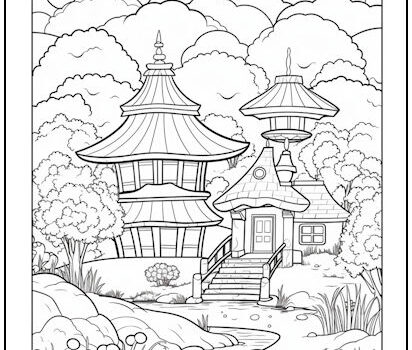 Japanese Garden Coloring Page Japanese Garden Coloring Page