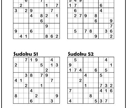 Sudoku Puzzles #49-52 (Easy)