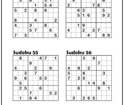 Sudoku Puzzles #53-56 (Easy) Sudoku Puzzles #53-56 (Easy)