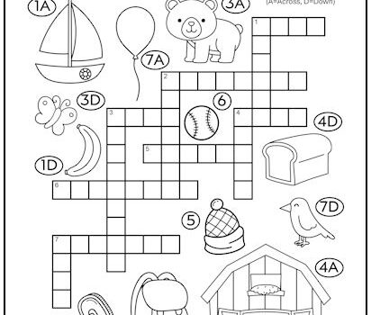Letter "B" Words Crossword Puzzle for Kids