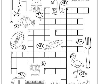 Letter "F" Words Crossword Puzzle for Kids