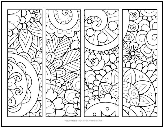 Zentangle Kaleidoscope Bookmarks to Color