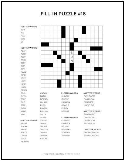 Fill-In Puzzle #18