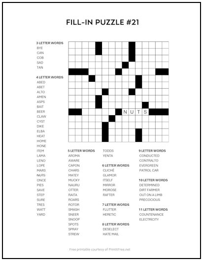Fill-In Puzzle #21