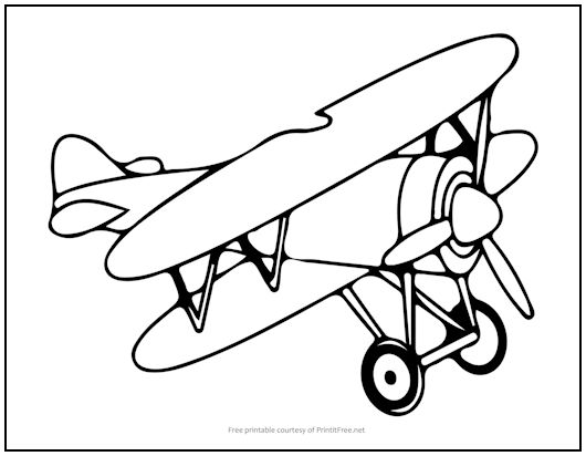 Biplane Airplane Coloring Page