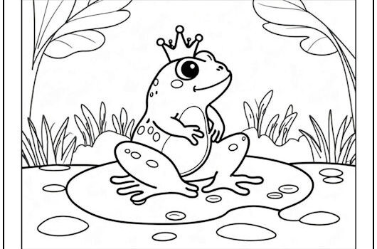 Frog in Pond Coloring Page