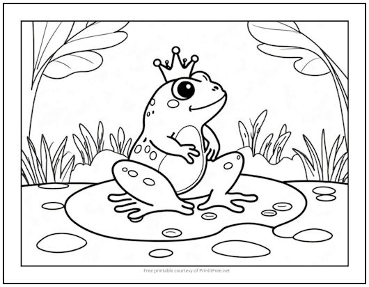 Frog in Pond Coloring Page