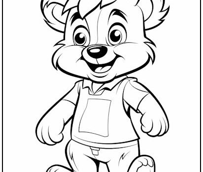 Happy Young Bear Coloring Page