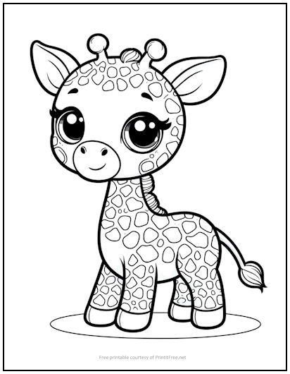 Kawaii Giraffe Coloring Page