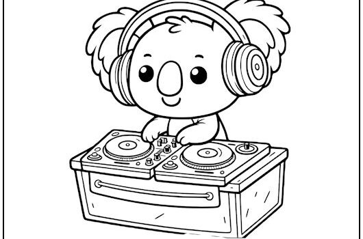 Koala Disc Jockey Coloring Page