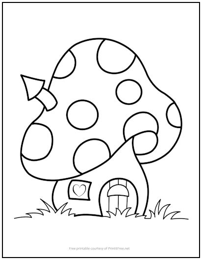Mushroom House Coloring Page