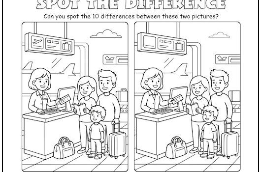 Airport Counter Spot the Difference Picture Puzzle