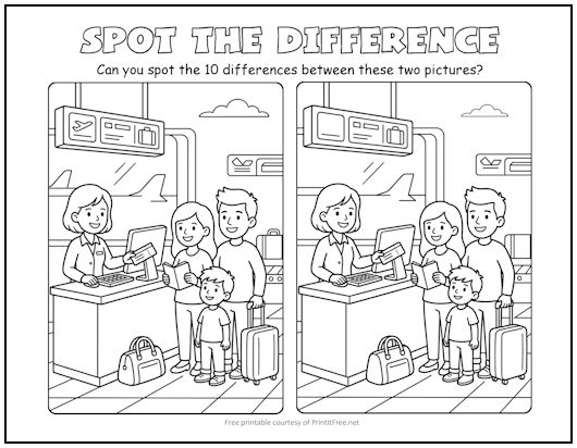 Airport Counter Spot the Difference Picture Puzzle