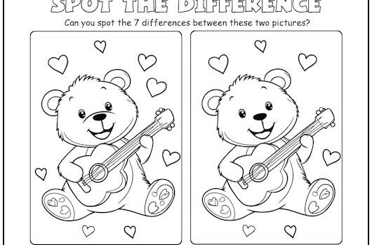 Guitar-Playing Bear Spot the Difference Picture Puzzle