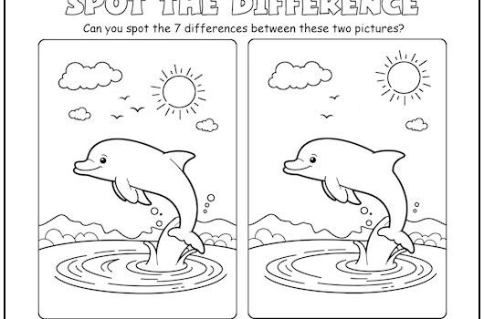 Jumping Dolphin Spot the Difference Picture Puzzle