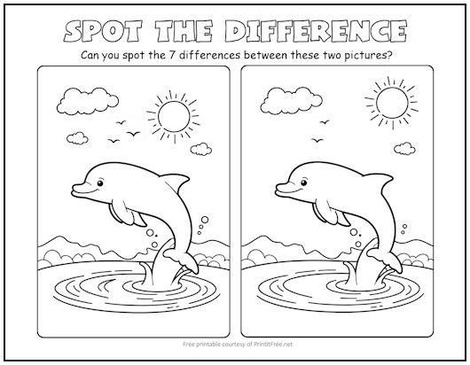 Jumping Dolphin Spot the Difference Picture Puzzle