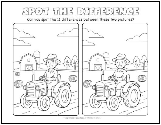 Farmer Spot the Difference Picture Puzzle